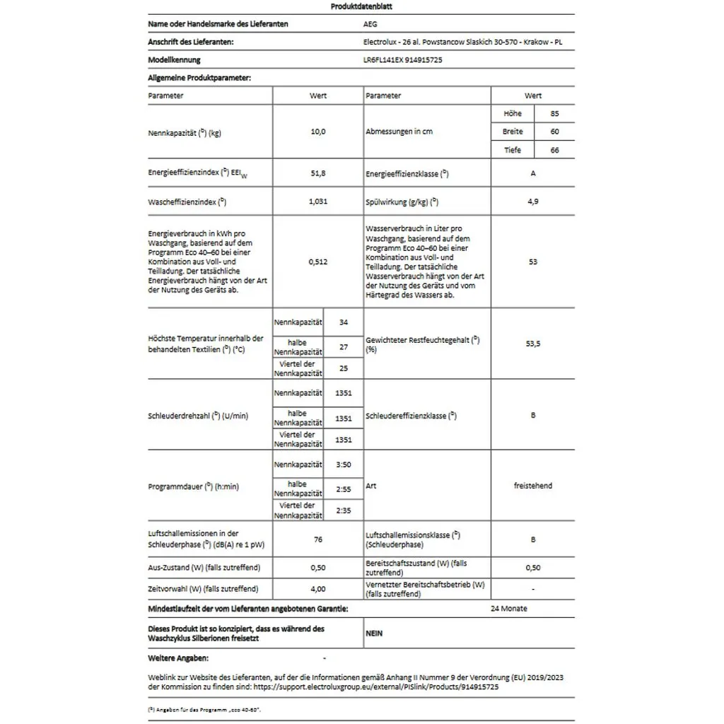 AEG - LR6FL141EX - Waschmaschine - 10 Kg 9 AEG - LR6FL141EX - Waschmaschine - 10 Kg – Bild 9