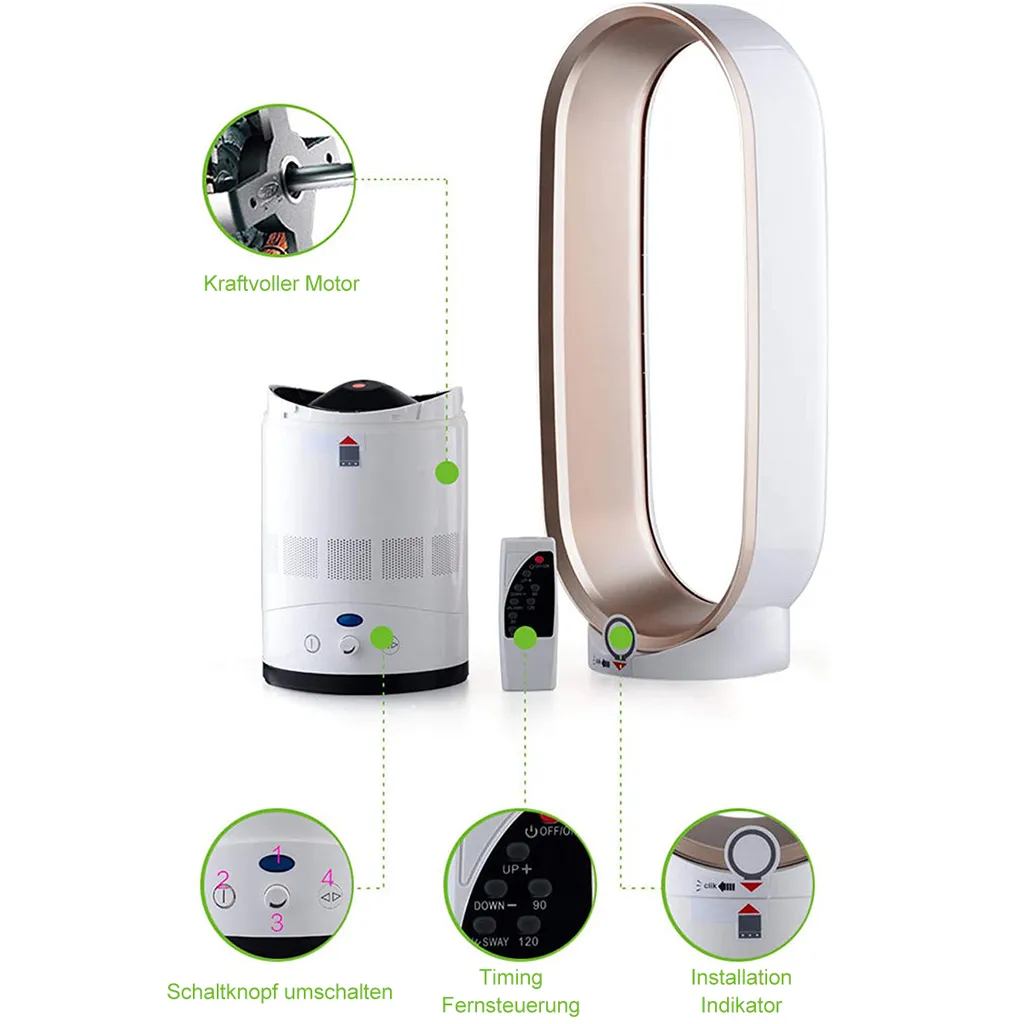 Turmventilator Mit Negativen Ionen,Ventilator Leise,mit Fernbedienung, Ca. 65cm Hoch, Champagnergold 3 Turmventilator Mit Negativen Ionen,Ventilator Leise,mit Fernbedienung, Ca. 65cm Hoch, Champagnergold – Bild 3