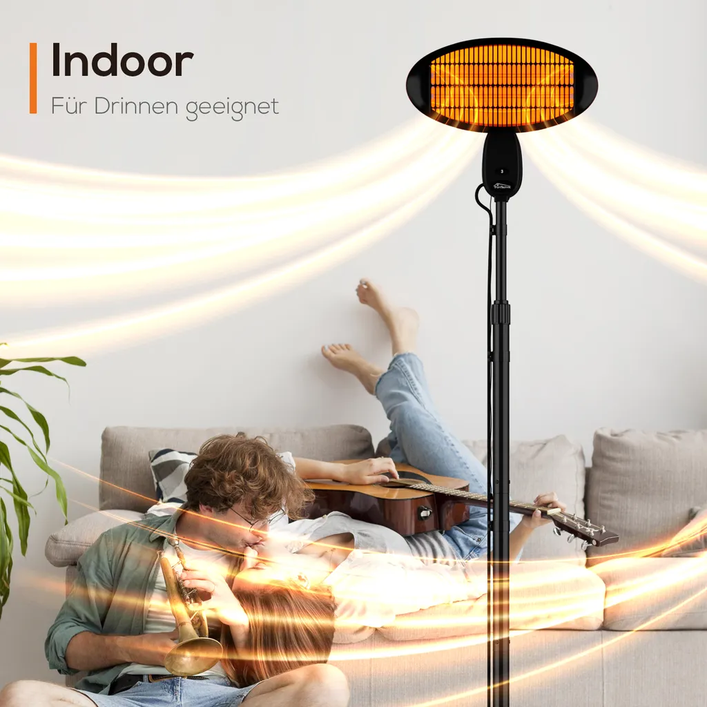 TroniTechnik Quartz-Heizstrahler Mit 3 Stufen, Verstellbarer Teleskopstange Und Kopf 10 TroniTechnik Quartz-Heizstrahler Mit 3 Stufen, Verstellbarer Teleskopstange Und Kopf – Bild 10