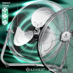 KESSER® Windmaschine Retro Stil | Ventilator In Chrom | Standventilator | Tischventilator Bodenventilator | 3-Stufen | Robuster Stand | Stufenlos Neigbarer Ventilatorkopf | Chrom Silber, Größe:Ø 30cm -Luft Wrame Haus Geschaft e8958ca86a29835da3a0db2696455e04
