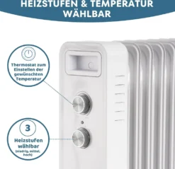 STAHLMANN Ölradiator ZR201 Weiss – Elektroheizung Energiesparend Bis 50 Qm Fläche – Heizung Elektrisch Mit Thermostat Und 3 Heizstufen – Elektrisches Heizgerät, Electric Heater, Watt:2000W 8 STAHLMANN Ölradiator ZR201 Weiss – Elektroheizung Energiesparend Bis 50 Qm Fläche – Heizung Elektrisch Mit Thermostat Und 3 Heizstufen – Elektrisches Heizgerät, Electric Heater, Watt:2000W -Luft Wrame Haus Geschaft e9bb0d81a9f67a02a56e65b591493714