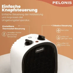 Pelonis 🔥 Heizlüfter, Energiesparend Klein 2000W Elektrische Heizung 2 Heizstufen & Gebläse-Modus, Kippschutz & Überhitzungsschutz Für Büro Wohnzimmer Schlafzimmer - Weiß -Luft Wrame Haus Geschaft ebbb6f74e0f33fc55b3887736c85d2d4