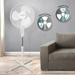 2 Stück Standventilator Ventilator Weiß Höhenverstellbar Oszillierend Doppelpack Kühler Raum-Lüfter Luft-Erfrischer Lüftung Luft-Entfeuchter -Luft Wrame Haus Geschaft ec2ad94637a7a1b78744c3daafaf83d4