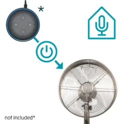 Djive Flowmate Classic 120 Cm Standventilator Mit App & Alexa Sprachsteuerung, Retro Design Bodenventilator, Smart Home Ventilator Mit Fernbedienung, Timer, 80° Oszillation, 50W, Silber -Luft Wrame Haus Geschaft ed39d7b8b98cc4c0db844d67b244d41f