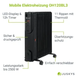 Juskys Elektroheizung Ölradiator 2500 Watt - Heizung Elektrisch Mit 3 Stufen, Thermostat, 12 H-Timer & Überhitzungsschutz - Radiator Schwarz 18 Juskys Elektroheizung Ölradiator 2500 Watt - Heizung Elektrisch Mit 3 Stufen, Thermostat, 12 H-Timer & Überhitzungsschutz - Radiator Schwarz -Luft Wrame Haus Geschaft ed4c854d9d5d977865a1cc46c788a676