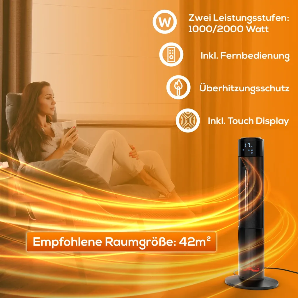 Tronitechnik PTC Turmheizer Keramikheizer 2000 Watt Heizlüfter Elektro Kamin Elektrischer Heizung Kaminfeuer Effekt Kaminofen 12 Tronitechnik PTC Turmheizer Keramikheizer 2000 Watt Heizlüfter Elektro Kamin Elektrischer Heizung Kaminfeuer Effekt Kaminofen – Bild 12