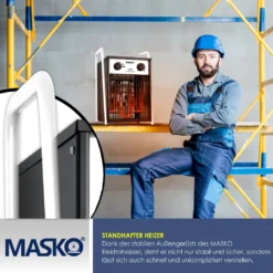 MASKO® Elektroheizer Heizlüfter Bauheizer Mit Integriertem Thermostat Elektrisch Heizgerät Mit 3 Heizstufen Heizgebläse Für Innen- Und Außeneinsatz Überlastschutz Elektroheizgebläse , Farbe:Weiß, Größe:9 KW -Luft Wrame Haus Geschaft ed50c098ecf5d20b5e78ffa1e13495d1
