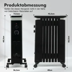 COSTWAY Ölradiator 3 Heizstufen 5-35℃ Für 20㎡, 7 Rippen Heizkörper 1500W, Elektrische Heizung Mobil Mit Thermostat, Überhitzungsschutz & Räder, Schwarz 13 COSTWAY Ölradiator 3 Heizstufen 5-35℃ Für 20㎡, 7 Rippen Heizkörper 1500W, Elektrische Heizung Mobil Mit Thermostat, Überhitzungsschutz & Räder, Schwarz -Luft Wrame Haus Geschaft ed94fb93977466f2f97ac25689f74b70