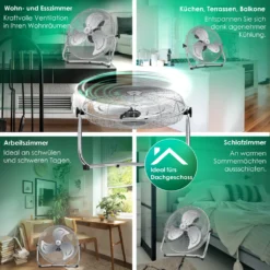 KESSER® Windmaschine Retro Stil | Ventilator In Chrom | Standventilator | Tischventilator Bodenventilator | 3-Stufen | Robuster Stand | Stufenlos Neigbarer Ventilatorkopf | Chrom Silber, Größe:Ø 30cm -Luft Wrame Haus Geschaft ee0dbdc1055958fc1d25105c775dcbf1
