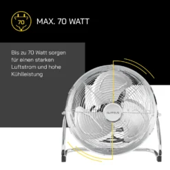 GUTFELS Bodenventilator VB 37058 Ch | Ventilator | Metall | 70 W Leistung | Silber -Luft Wrame Haus Geschaft ee5b451629a9eb64cbf3ccea02e1d14a