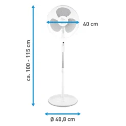 SUNTEC Ventilator Leise | Stand Standventilator CoolBreeze 4000 | Leise 40 Cm Durchmesser, 50 Watt | Fan Windmaschine Weiss | Für Bett, Schlafzimmer, Büro, Wohnung, Terrasse -Luft Wrame Haus Geschaft ef2196bef7c28f2617959066c299f438