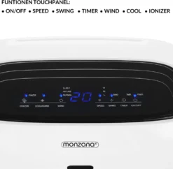 Monzana Luftkühler MZ804 4in1 Fernbedienung 8L Tank Timer Mobil Luftbefeuchter Ventilator Klimaanlage Ionisator Luftkühler LED Display Aircooler Klimagerät -Luft Wrame Haus Geschaft f0702fa78c2c25e67c5b12b1fbd754b2