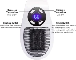 500 Watt Keramik Heizlüfter Mini Heizlüfter Sparsamer Tragbarer Raumheizer Steckerheizung Mit Thermostat Und Timer, Für Büro, Schlafzimmer, Wohnzimmer 2-teilig (weiß Ohne Fernbedienung) -Luft Wrame Haus Geschaft f0d5eb5bd7fdd2114b90744bc2ae5045