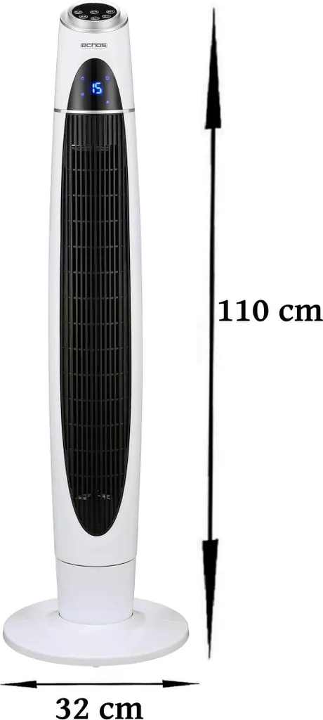 Echos Turmventilator | Aircooler | Tower Fan | Ventilator | Timer | Oszillierend | 60 Watt 4 Echos Turmventilator | Aircooler | Tower Fan | Ventilator | Timer | Oszillierend | 60 Watt – Bild 4