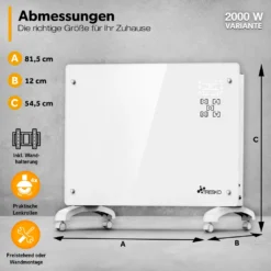 TRESKO® Elektroheizung Weiß 2000W Inkl. WiFi & APP Glaskonvektor Konvektor Wand Heizung Glas Heizkörper Bad -Luft Wrame Haus Geschaft f16f8e2bed66e02373c456a5a01205cf