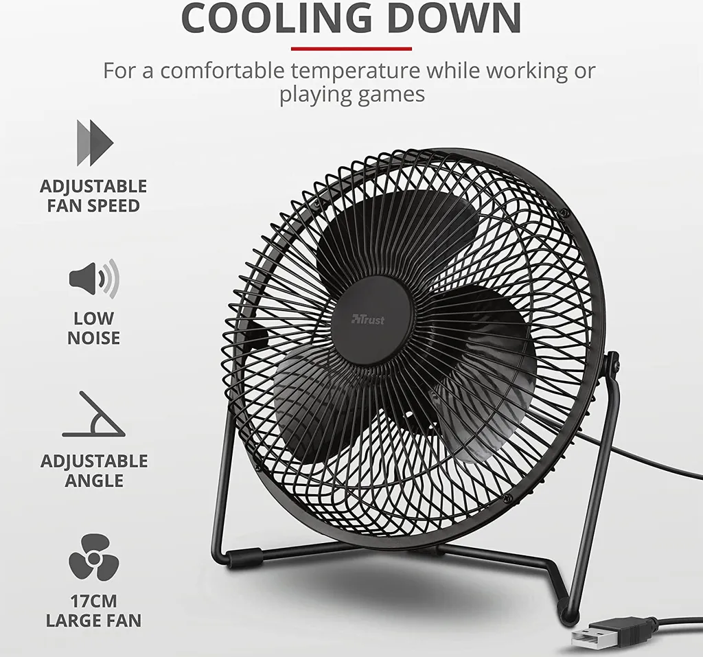 Trust Blaze USB-Kühllüfter, Einstellbare Geschwindigkeit, 120 Cm Kabel - Schwarz 3 Trust Blaze USB-Kühllüfter, Einstellbare Geschwindigkeit, 120 Cm Kabel - Schwarz – Bild 3