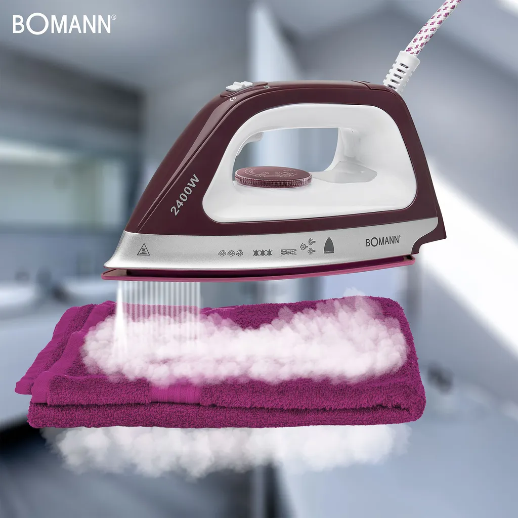 Bomann DBS 6034 CB Dampfbügelstation, Superglide-Keramiksohle, 3,5 Bar Dampfdruck, Elektronisches Anti-Tropf-System, 2300W, Weiß-flieder 2 Bomann DBS 6034 CB Dampfbügelstation, Superglide-Keramiksohle, 3,5 Bar Dampfdruck, Elektronisches Anti-Tropf-System, 2300W, Weiß-flieder – Bild 2