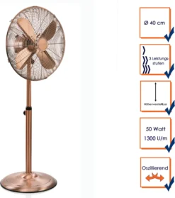 Tristar Retro Standventilator VE-5971 50 W 40 Cm Kupferfarben -Luft Wrame Haus Geschaft f28c4f94557f7b5870020975024d7503