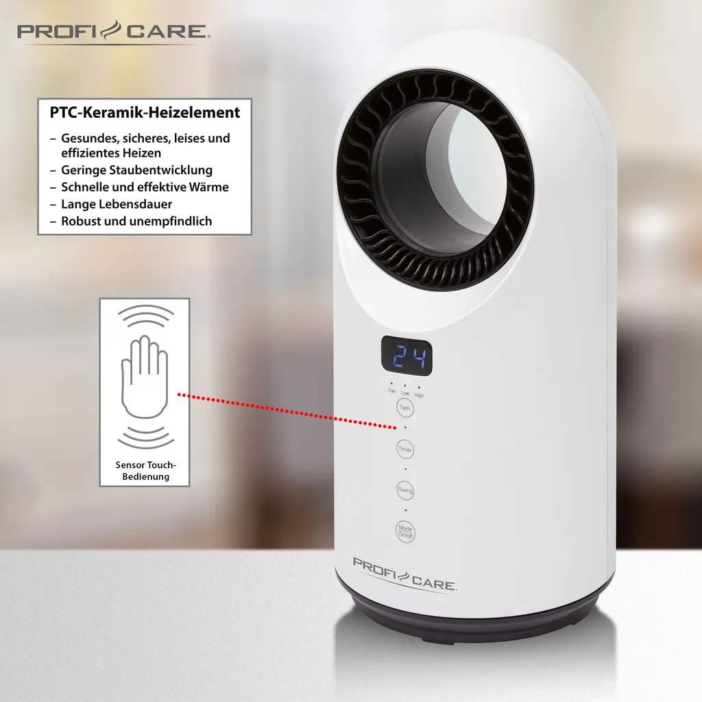 ProfiCare® 2in1 Keramik-Heizlüfter Und Tischventilator, Leise, Sicher U. Effizient Mit PTC-Keramik-Heizelement Heizen, Robuster Ventilator Und Heizlüfter Inkl. Fernbedienung – PC-HL 3086 3 ProfiCare® 2in1 Keramik-Heizlüfter Und Tischventilator, Leise, Sicher U. Effizient Mit PTC-Keramik-Heizelement Heizen, Robuster Ventilator Und Heizlüfter Inkl. Fernbedienung – PC-HL 3086 – Bild 3