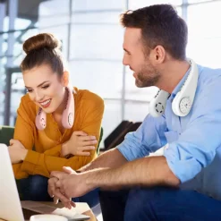 Tragbarer Halsventilator Klimaanlage, 360° Bladeless Kühlventilator Tragbar Nacken Klimaanlage Mit Kühlung Chip & LCD-Schirm, Wiederaufladbarer USB-Sportventilator Für Büro Turnhalle Strand -Luft Wrame Haus Geschaft f48c394aa479ef3935e0a68aace94832