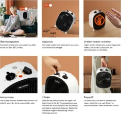 Pelonis 🔥 Heizlüfter, Energiesparend Klein 2000W Elektrische Heizung 2 Heizstufen & Gebläse-Modus, Kippschutz & Überhitzungsschutz Für Büro Wohnzimmer Schlafzimmer - Weiß -Luft Wrame Haus Geschaft f5416096b043ff97b41f5ef4863d5aff