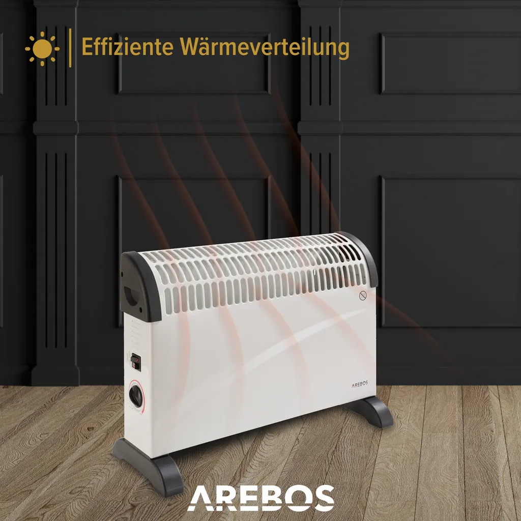 AREBOS Elektroheizer, Konvektor, 2000 Watt, Thermostat, Frostwächter-Funktion , Mit Standfüßen Oder Zur Wandmontage, Elektrische Konvektorheizung(Standard) 4 AREBOS Elektroheizer, Konvektor, 2000 Watt, Thermostat, Frostwächter-Funktion , Mit Standfüßen Oder Zur Wandmontage, Elektrische Konvektorheizung(Standard) – Bild 4