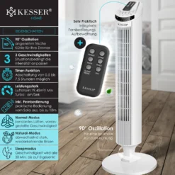 KESSER Turmventilator FERNBEDIENUNG Ventilator LED Display Standventilator Klimaanlage, Farbe:Weiß -Luft Wrame Haus Geschaft f77cdf1a538fb7ca4f720b9087c19e35