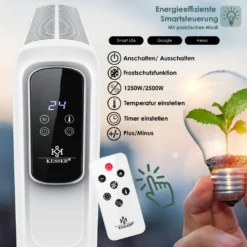 KESSER® Konvektor Elektrische Heizung ECO 2500W Heizkörper Elektroheizung Standheizung Energiesparend Display WiFi App & Fernbedienung Touchscreen - Mobil Radiator 24h Timer Thermostat, Farbe:Weiß 17 KESSER® Konvektor Elektrische Heizung ECO 2500W Heizkörper Elektroheizung Standheizung Energiesparend Display WiFi App & Fernbedienung Touchscreen - Mobil Radiator 24h Timer Thermostat, Farbe:Weiß -Luft Wrame Haus Geschaft f94df7e64097c9e29e07ece0ccbed76f