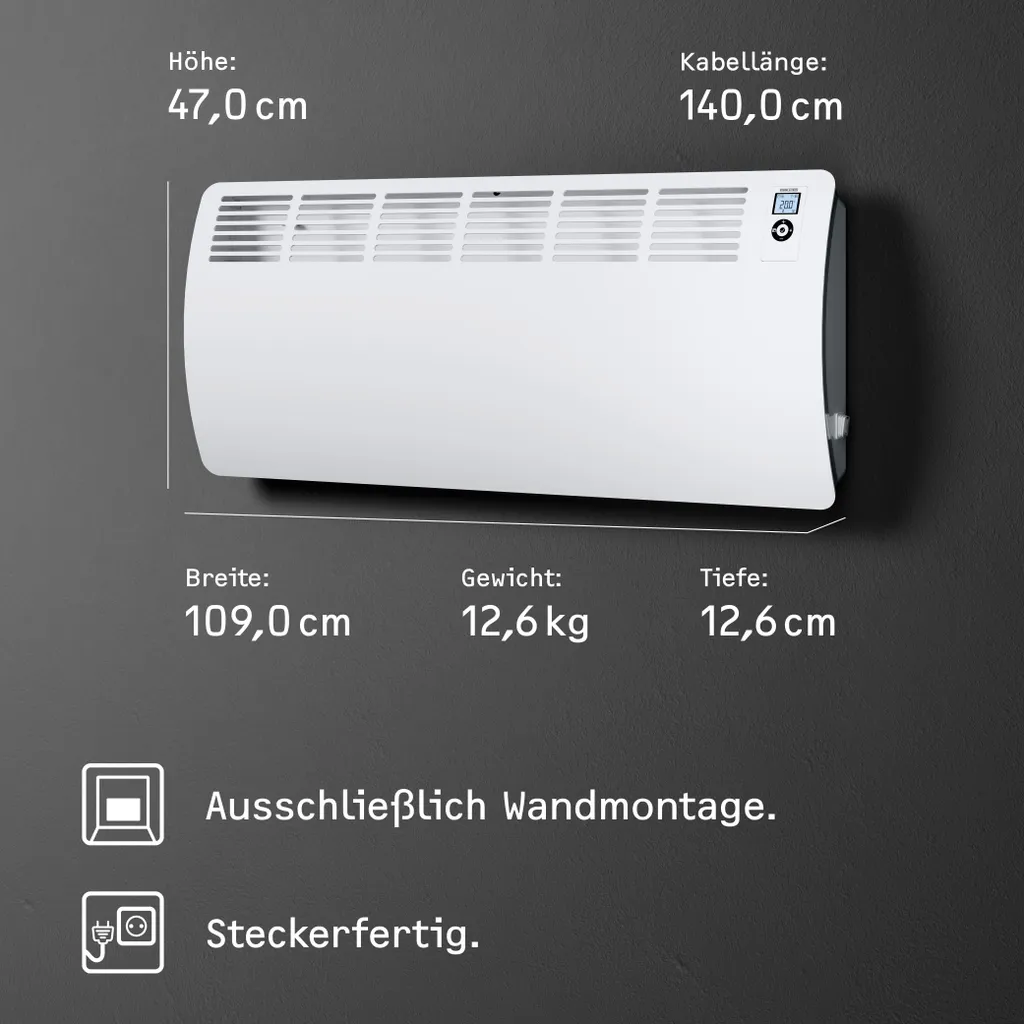 STIEBEL ELTRON Wand-Konvektor CON 30 Premium Für 30 M², 3 KW, Wochentimer, Offene Fenster Erkennung, 237834 6 STIEBEL ELTRON Wand-Konvektor CON 30 Premium Für 30 M², 3 KW, Wochentimer, Offene Fenster Erkennung, 237834 – Bild 6
