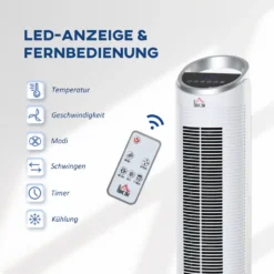 HOMCOM Luftkühler Mit Wasserkühlung Fernbedienung Turmventilator Standventilator Mit Luftbefeuchtung Klimagerät 8h Timer Nutzungsraum 20㎡ 60W ABS Weiß Ø30 X 100,8H Cm -Luft Wrame Haus Geschaft faec22d62e6ab7c4b65e0c4b1fbaee6a