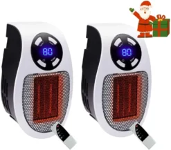 2er 500W 220V Steckdosen Heizlüfter Mini Heizung | Elektroheizer | Heizgerät Elektroheizer Plug In Heater Heizgerät Energie Sparen Mit Fernbedienung