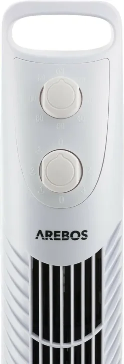 AREBOS Turmventilator Mit Timer, 40 Watt, 75°-Oszillation, Ventilator Mit 3 Geschwindigkeitsstufen, , Weiß -Luft Wrame Haus Geschaft fe629584e3571c4d98fe2c845efa80f0