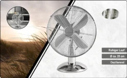 ProfiCare Tisch-Ventilator PC-VL 3062 M, Hochwertiges Metall-Gehäuse, Kleiner Lüfter Mit Verstellbarem Neigungswinkel Und Ruhigem Lauf, Metall-Chrom -Luft Wrame Haus Geschaft fe9166836212bfc2ac37dbca777d876b